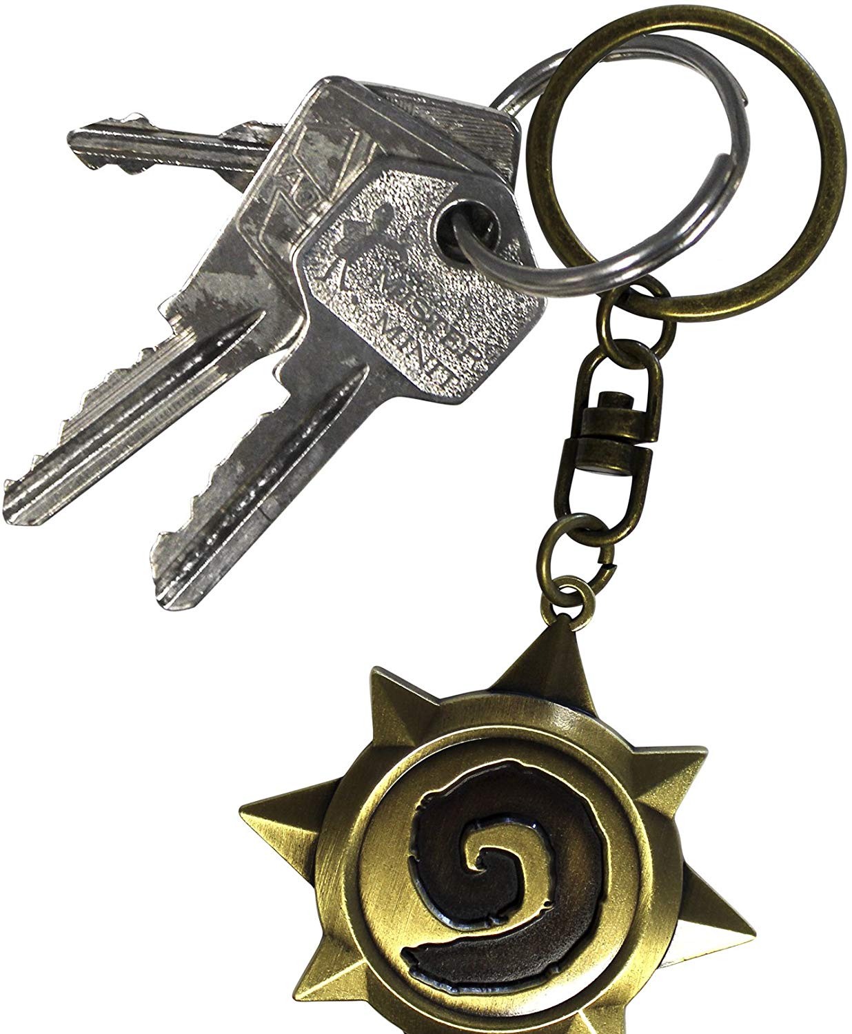 Hearthstone Rosace 3D Keychain on a set of keys | Happy Piranha