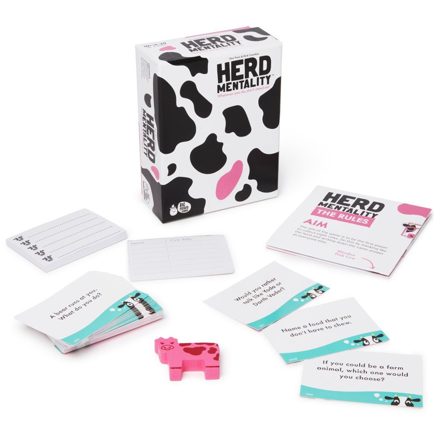 Herd Mentality Mini Party Game Box and Contents | Happy Piranha