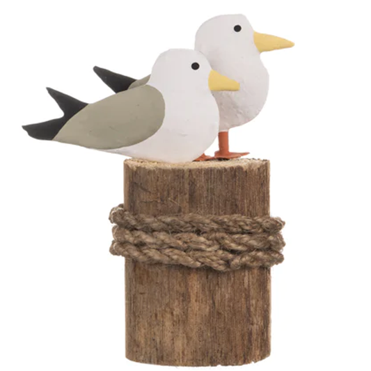 Herring Gulls on Groyne - Wood and Metal Ornament | Happy Piranha