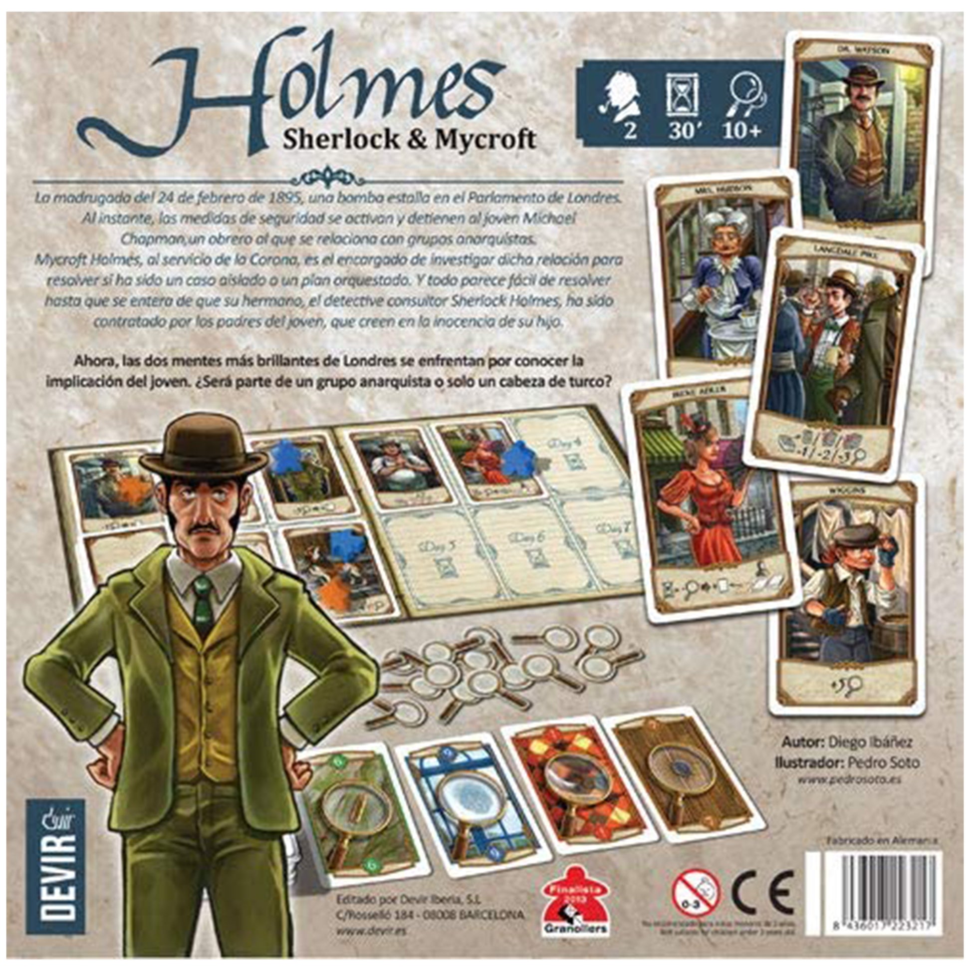 Holmes Sherlock & Mycroft Board Game Back of Box | Happy Piranha