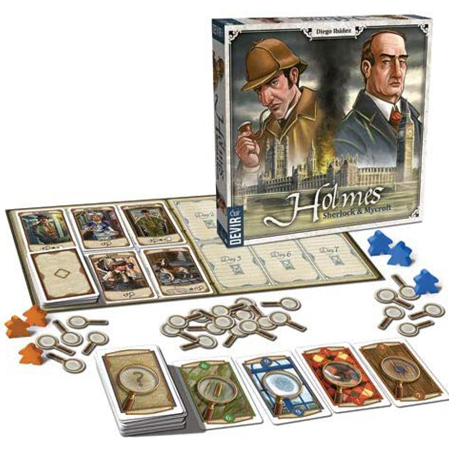 Holmes Sherlock & Mycroft Board Game  Box and Contents | Happy Piranha