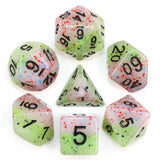 Blood & Ink Poly Dice Set - Noxious Seed (Pink and Green With Red and Blue Splatters) | Happy Piranha 