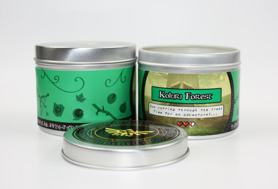Kokiri forest zelda scented candle front and back design