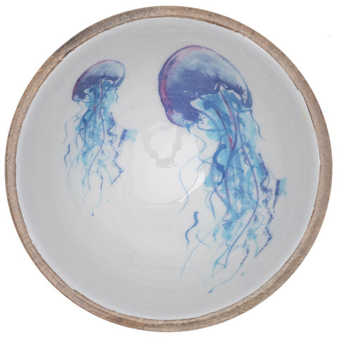 Mango Wood Blue Jellyfish Bowl (25 cm) | Happy Piranha