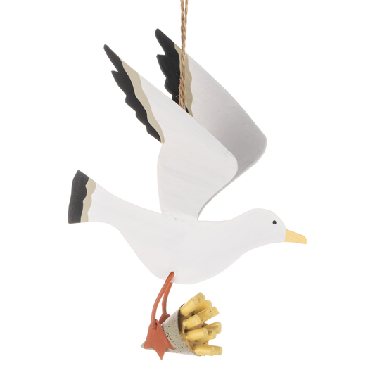 Large Seagull Stealing Chips Hanging Decoration | Happy Piranha