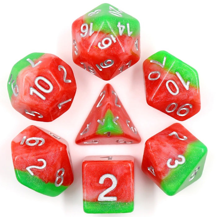 Premium Layered Poly Dice Set - Little Italy (Red, Green and White) | Happy Piranha