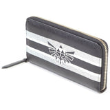 Black and White Stripe Legend of Zelda Royal Crest Clutch Wallet (Front View) | Happy Piranha
