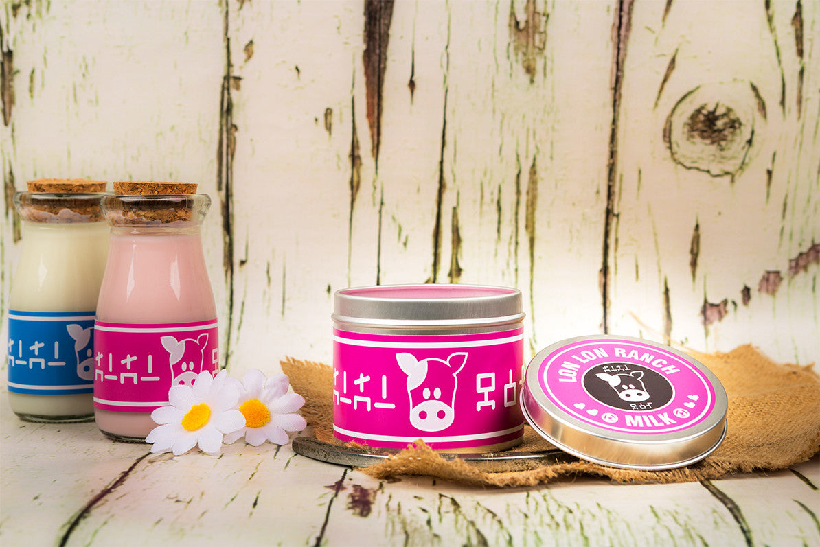 Happy Piranha's pink lon lon milk scented candle