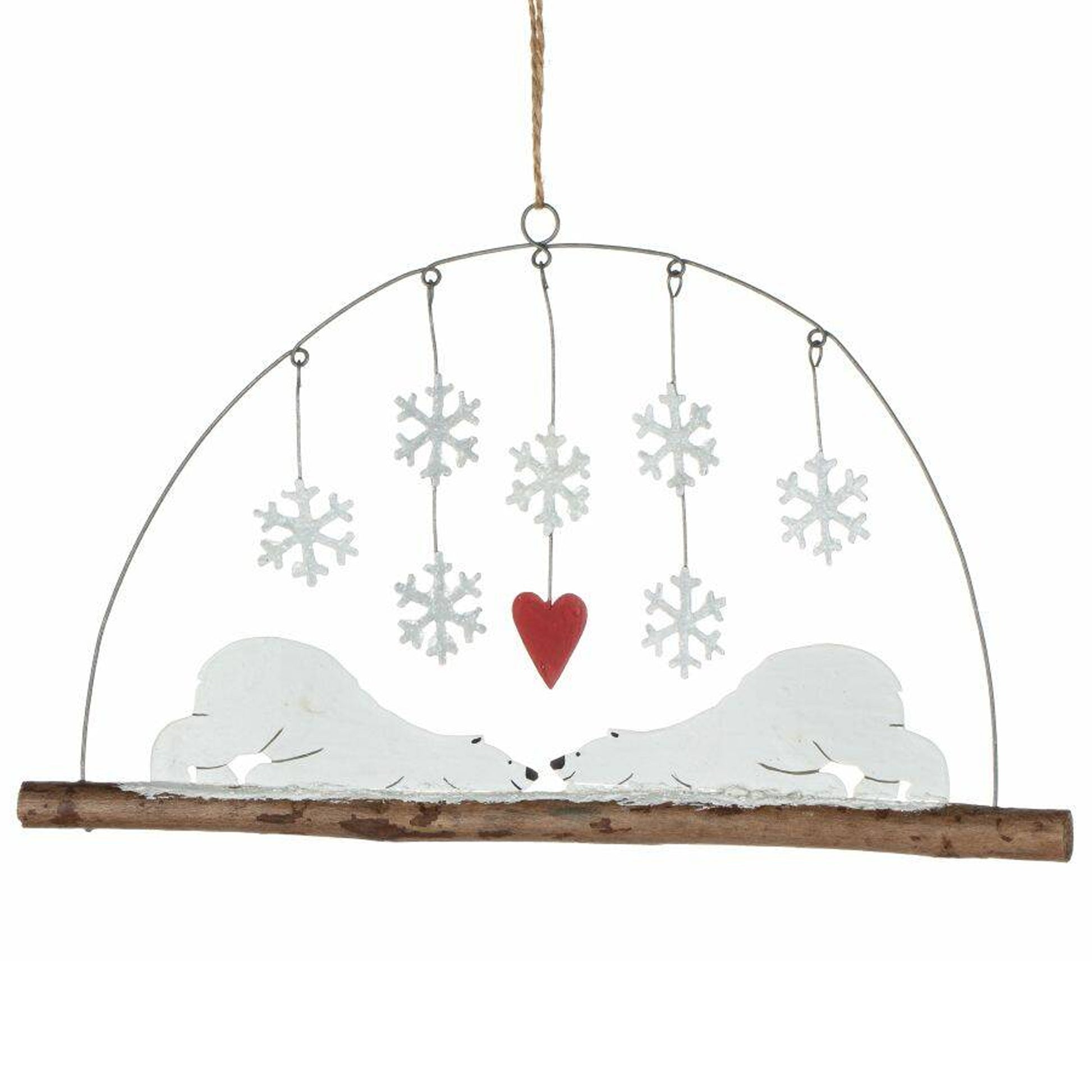 Lovestruck Polar Bears Hanging Christmas Decoration | Happy Piranha