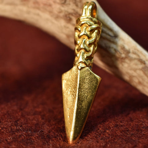 Manx Gungnir Odin's Spear Pewter Viking Pendant (Gold Plated) | Happy Piranha