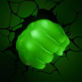 Marvel Hulk Fist 3D Wall Light Glowing Green in a Dark Room | Happy Piranha