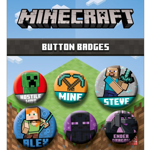 Minecraft Button Badge Set | Happy Piranha
