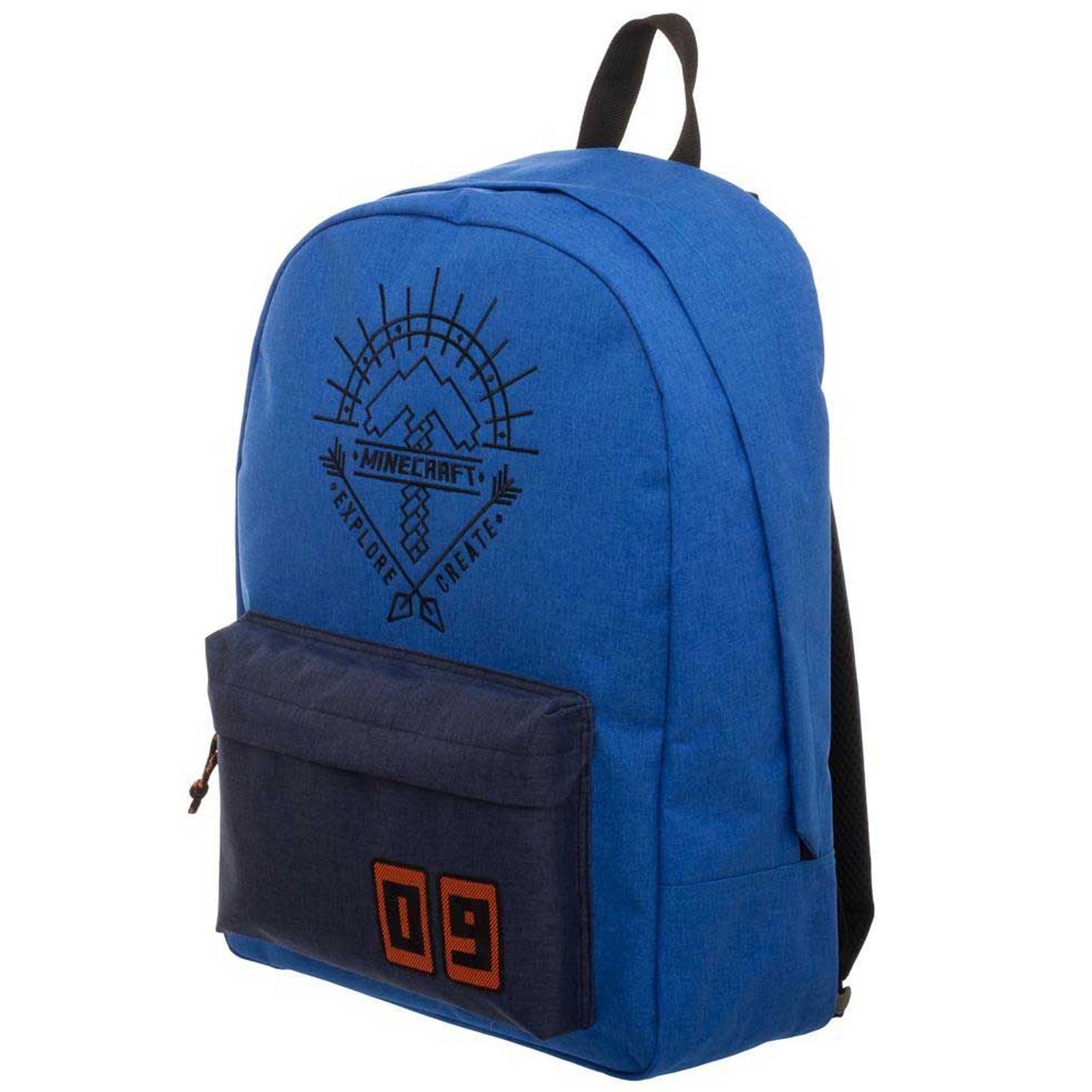 Minecraft Explore Create Blue Backpack - Left Side View | Happy Piranha
