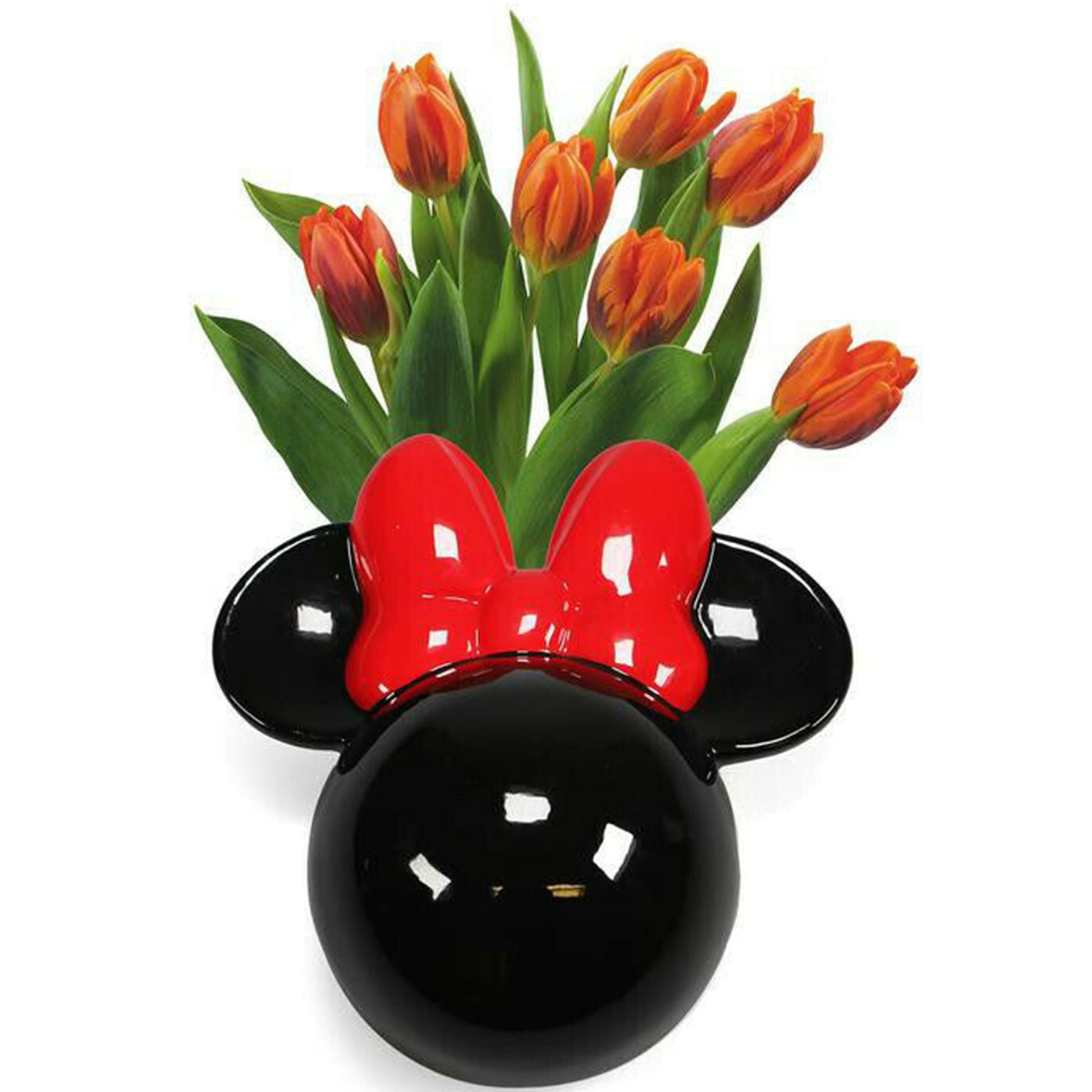 Disney Minnie Mouse Ceramic Wall Vase / Storage Pot With Orange Tulips in | Happy Piranha