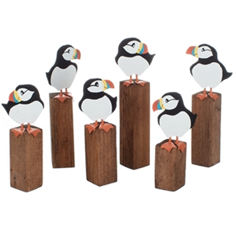 Puffins on Wooden Blocks Ornament | Happy Piranha