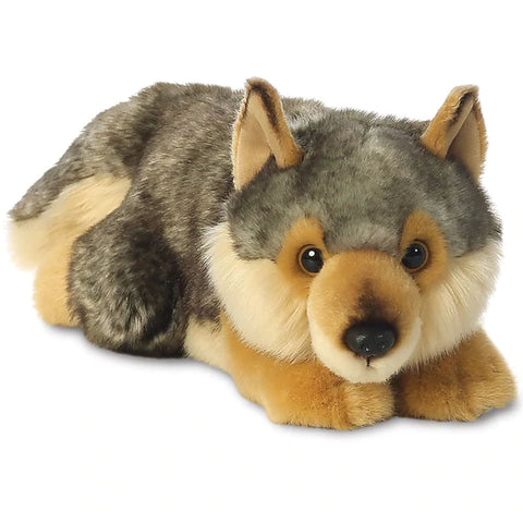 Miyoni Lying Grey Wolf Soft Toy | Happy Piranha