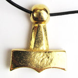 Mjolnir: Gold Plated Thor's Hammer Viking Pendant (Front Design) | Happy Piranha