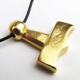 Mjolnir: Gold Plated Thor's Hammer Viking Pendant (Side Profile) | Happy Piranha