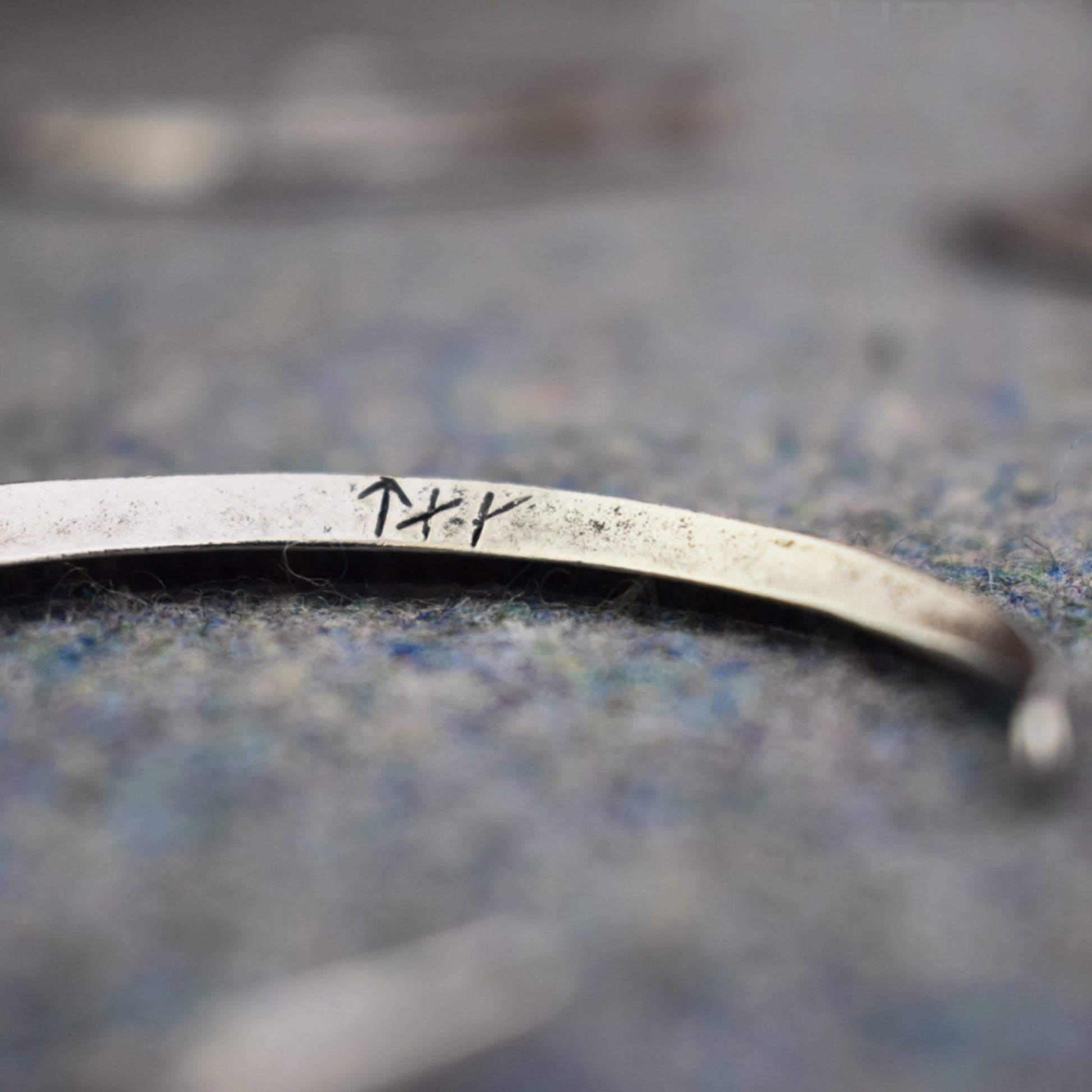 Money Ring Circle Pattern Pewter Viking Bangle Inside Rune Markings  | Happy Piranha