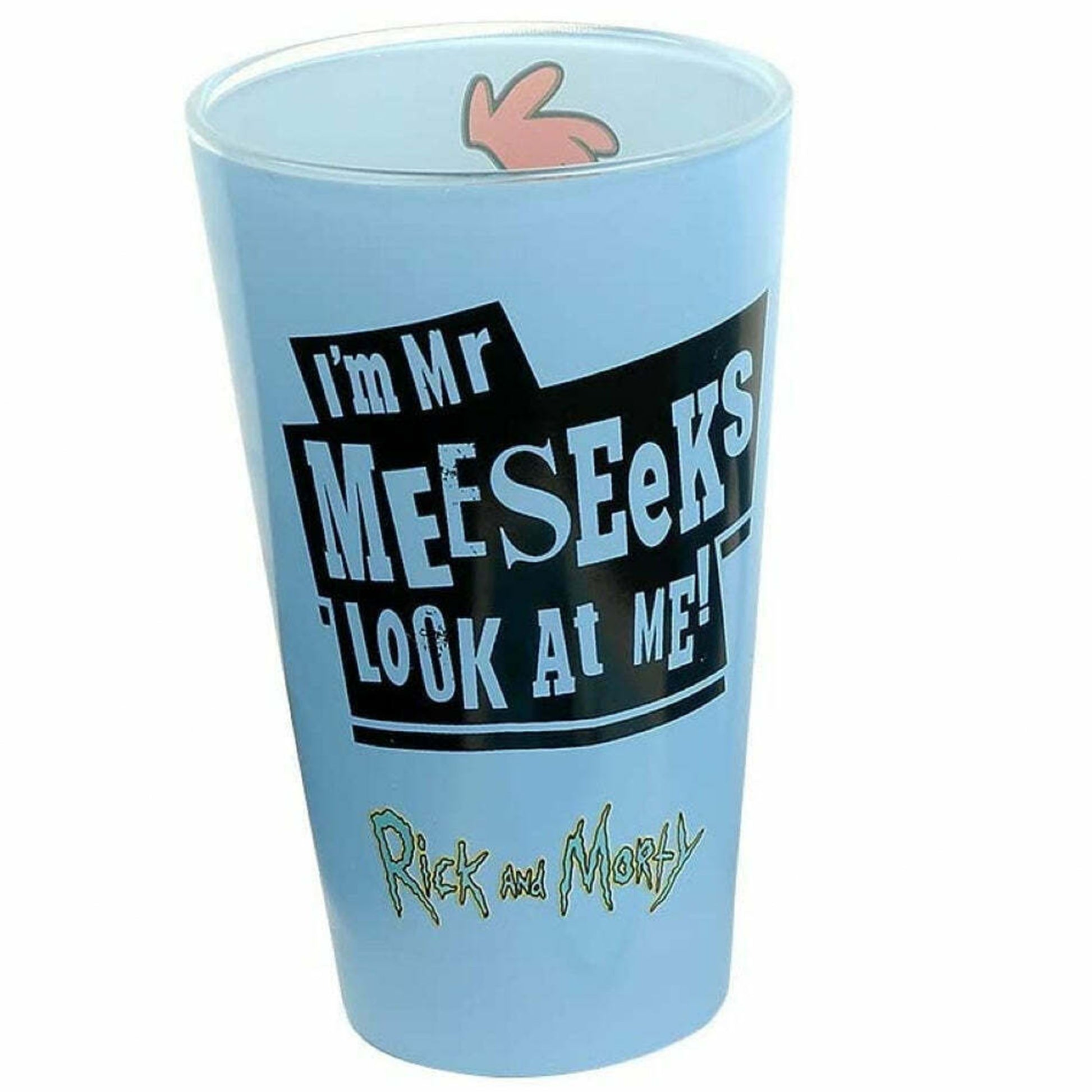 Rick and Morty Mr Meeseeks Drinking Glass (Back Design) | Happy Piranha