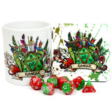 Dungeons and Dragons (DnD) Customisable Class Dice Mug & Coaster Set (Ranger) | Happy Piranha