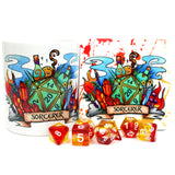 Dungeons and Dragons (DnD) Customisable Class Dice Mug & Coaster Set (Sorcerer) | Happy Piranha