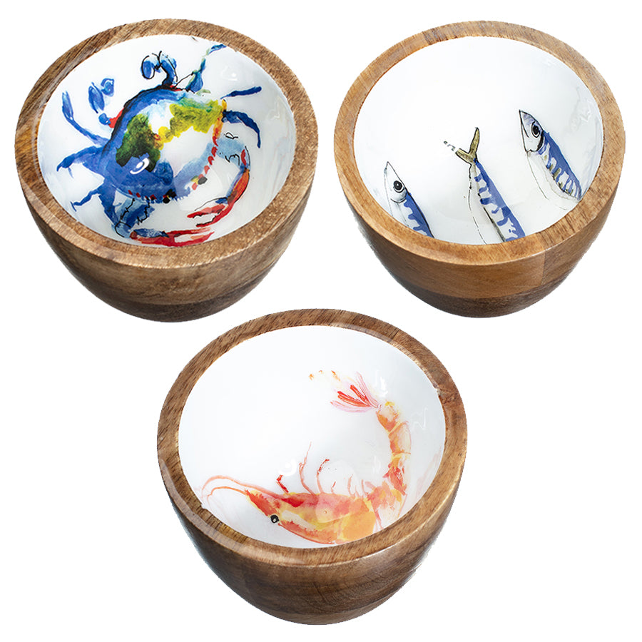 Mango Wood Nautical Nut Bowls | Happy Piranha