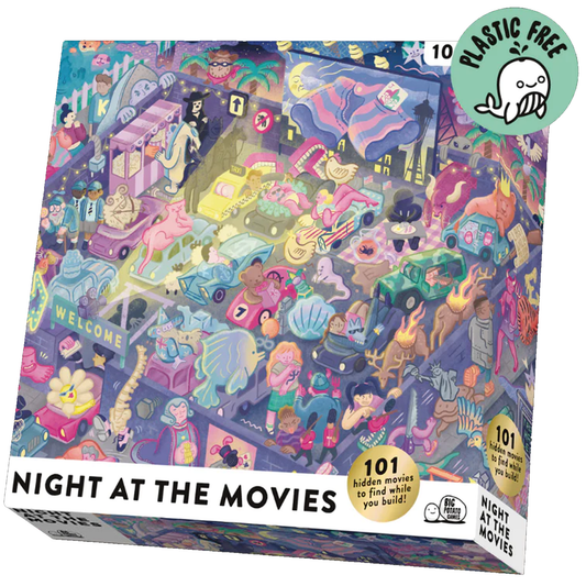 Night at the Movies 1000 Piece Riddle Jigsaw Puzzle | Happy Piranha