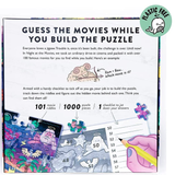 Night at the Movies 1000 Piece Riddle Jigsaw Puzzle back of Box | Happy Piranha