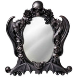Nosferatu Black Resin Skull and Rose Gothic Mirror (Front) | Happy Piranha