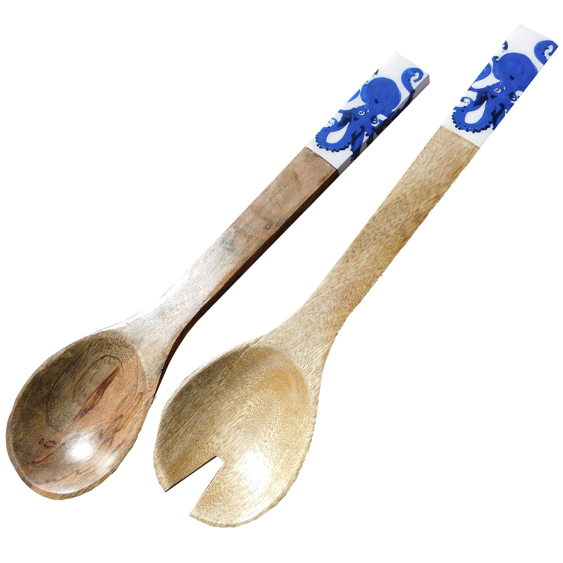 Mango Wood Octopus Wooden Salad Servers | Happy Piranha