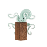 Octopus on Blocks Wood & Metal Ornaments (Teal) | Happy Piranha