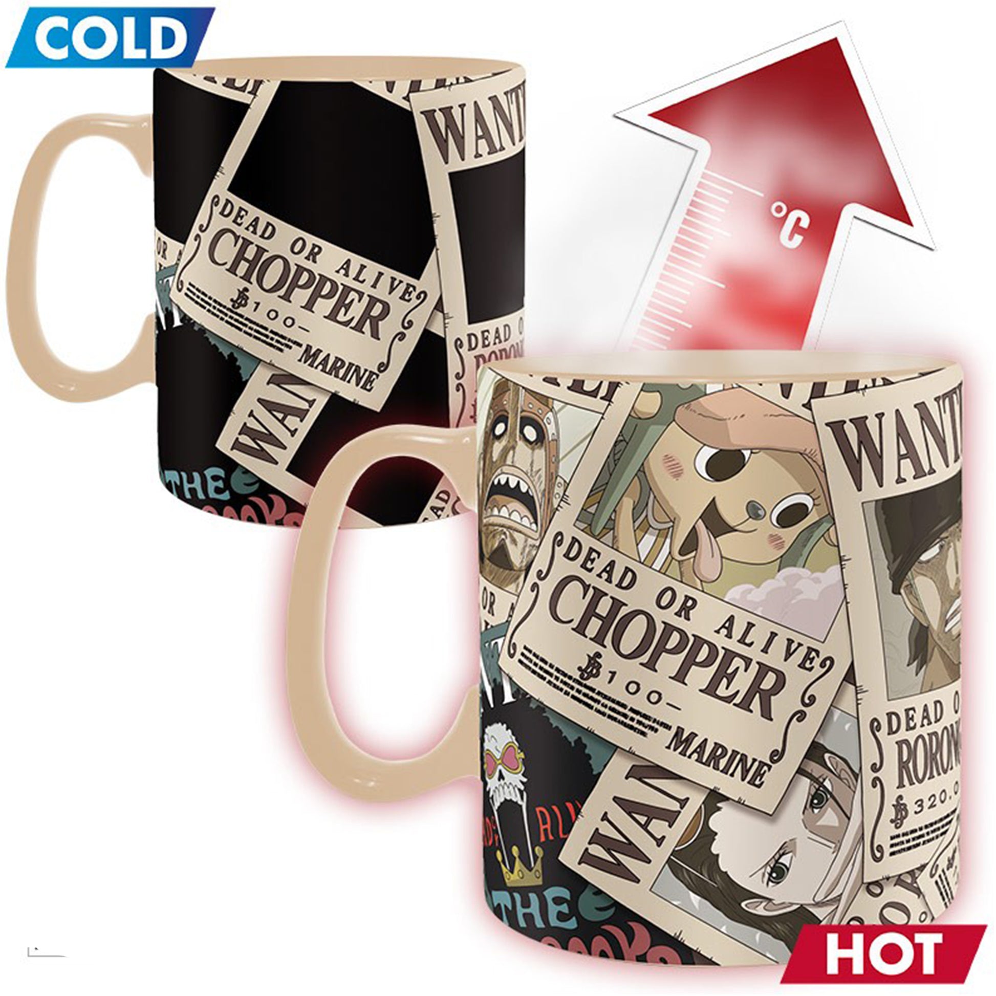 One Piece - Wanted Poster King Size Heat Change Mug Back Design | Happy Piranha