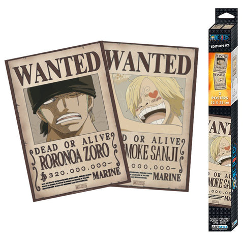 One Piece Wanted Poster 2 Set - Zoro & Sanji | Happy Piranha