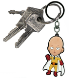 One Punch Main Saitama Rubber Keychain on Some Keys | Happy Piranha