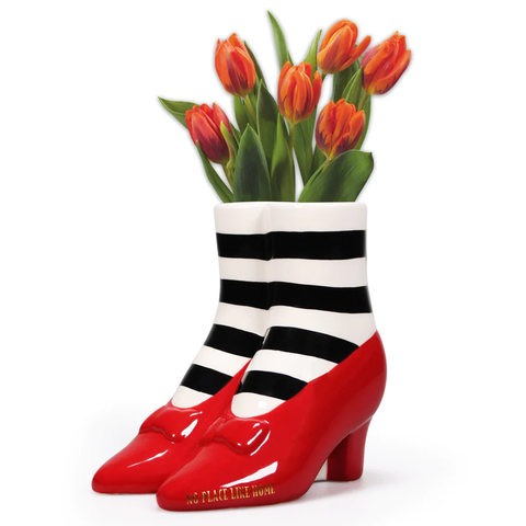 Wizard of Oz Red Shoes Ceramic Vase / Table Top Organiser (With Flowers In) | Happy Piranha