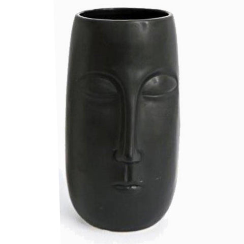 Tall Pagan Face Vase (Black) | Happy Piranha