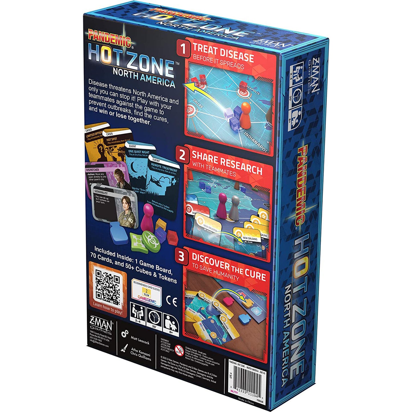 Pandemic Hot Zone North America Board Game Back of Box | Happy Piranha