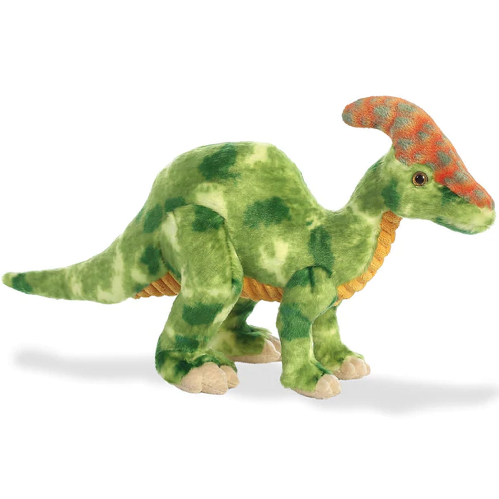 Green Parasaurolophus Dinosaur Soft Toy  Side View | Happy Piranha