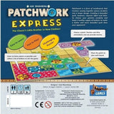 Patchwork Express Board Game Back of Box | Happy Piranha