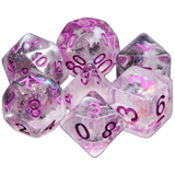 Snow Globe Poly Dice Sets - Pink Memory (Frosty and glitter flowers) | Happy Piranha