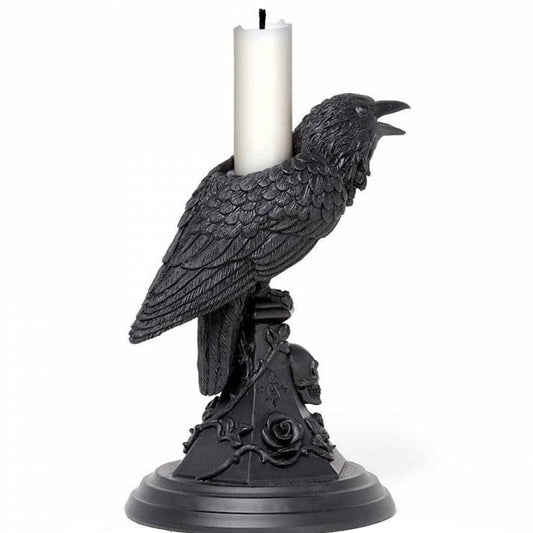 Poe's Raven Candlestick - Black Resin Candle Holder  | Happy Piranha