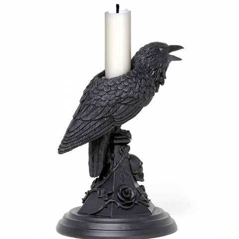 Poe's Raven Candlestick - Black Resin Candle Holder  | Happy Piranha