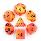 Orange and yellow glow in the dark D20 dice set | Happy Piranha