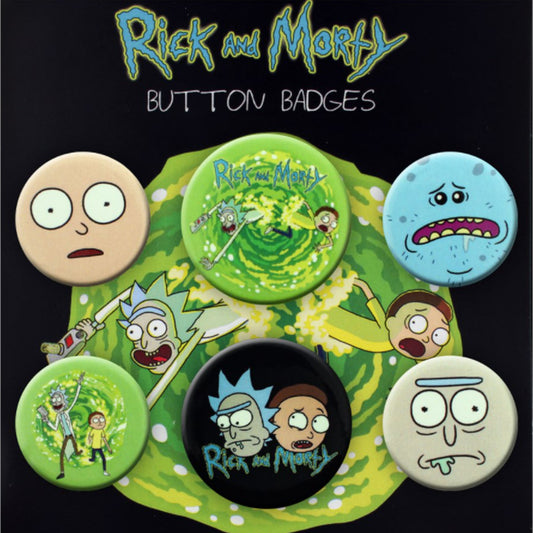 Rick and Morty Characters Button Badge Set | Happy Piranha