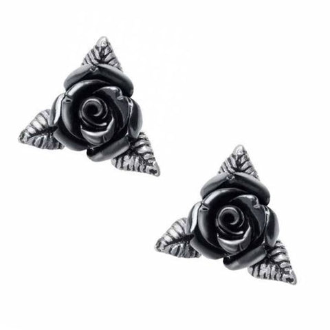 Ring O' Roses: Black Rose Stud Earrings | Happy Piranha