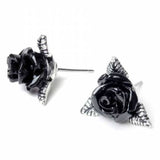 Ring O' Roses: Black Rose Stud Earrings Side View | Happy Piranha