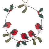Robins in a Ring Hanging Christmas Decoration  | Happy Piranha