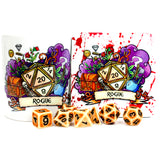 Dungeons and Dragons (DnD) Customisable Class Dice Mug & Coaster Set (Rogue) | Happy Piranha