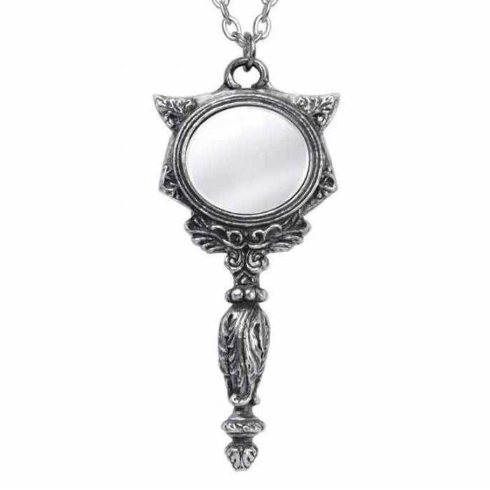 Sacred Cat Vanitas Pewter Mirror Pendant - Mirror Side | Happy Piranha